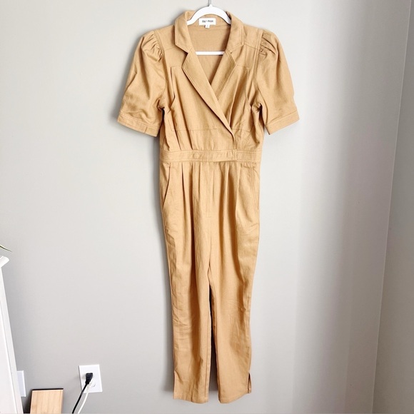 day & moon Pants - 2/25 Boutique Day & Moon Denim Puff Sleeve Jumpsuit Romper Mustard Gold M
